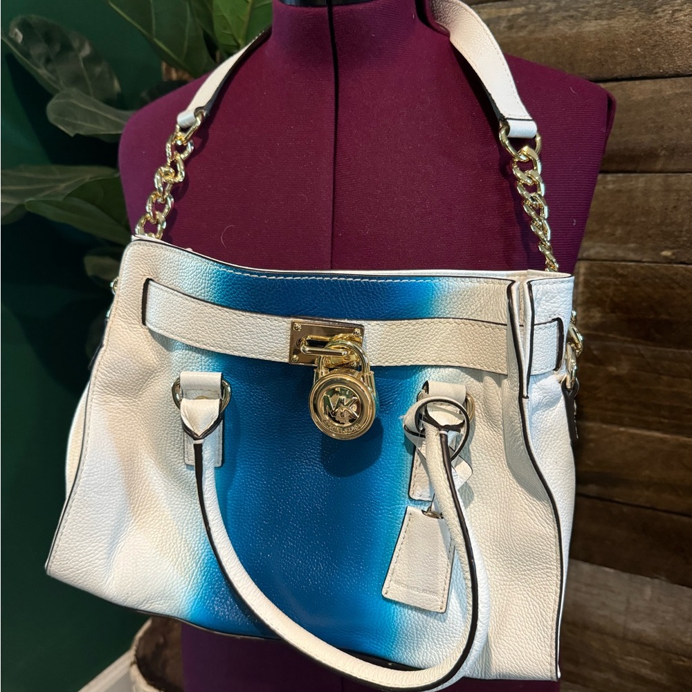 Michael Kors Elegant White and Blue Women's Handbag